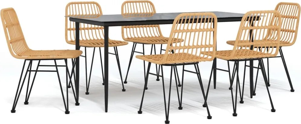 vidaXL 7 részes polirattan kerti étkezőgarnitúra