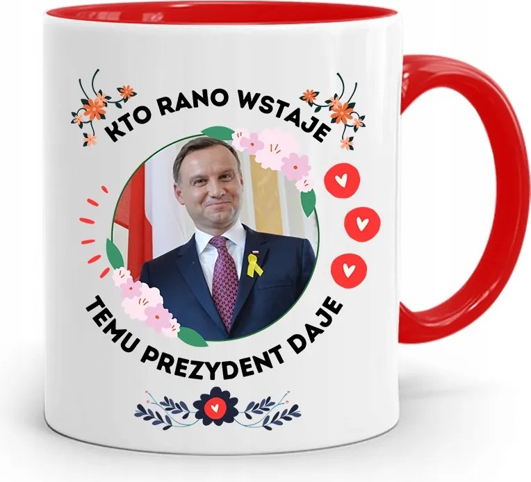 Piros Elnöki Bögre Andrzej Duda Pis Egészség felirattal