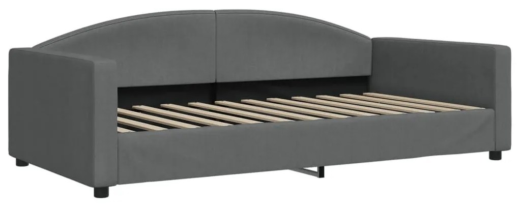 sötétszürke kihúzható szövet heverő fiókkal 100 x 200 cm