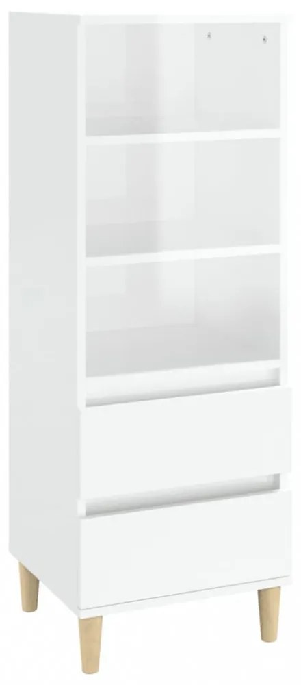 magasfényű fehér szerelt fa magasszekrény 40 x 36 x 110 cm