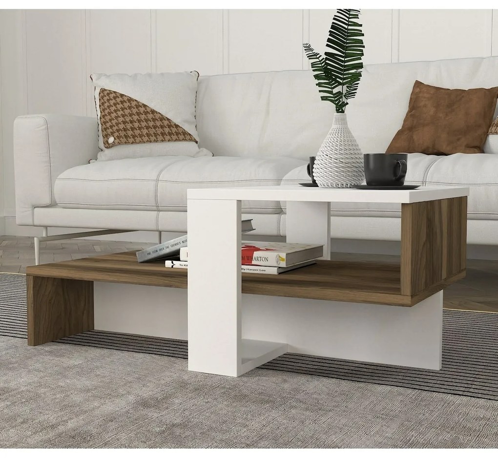 Chain White and Walnut dohányzóasztal