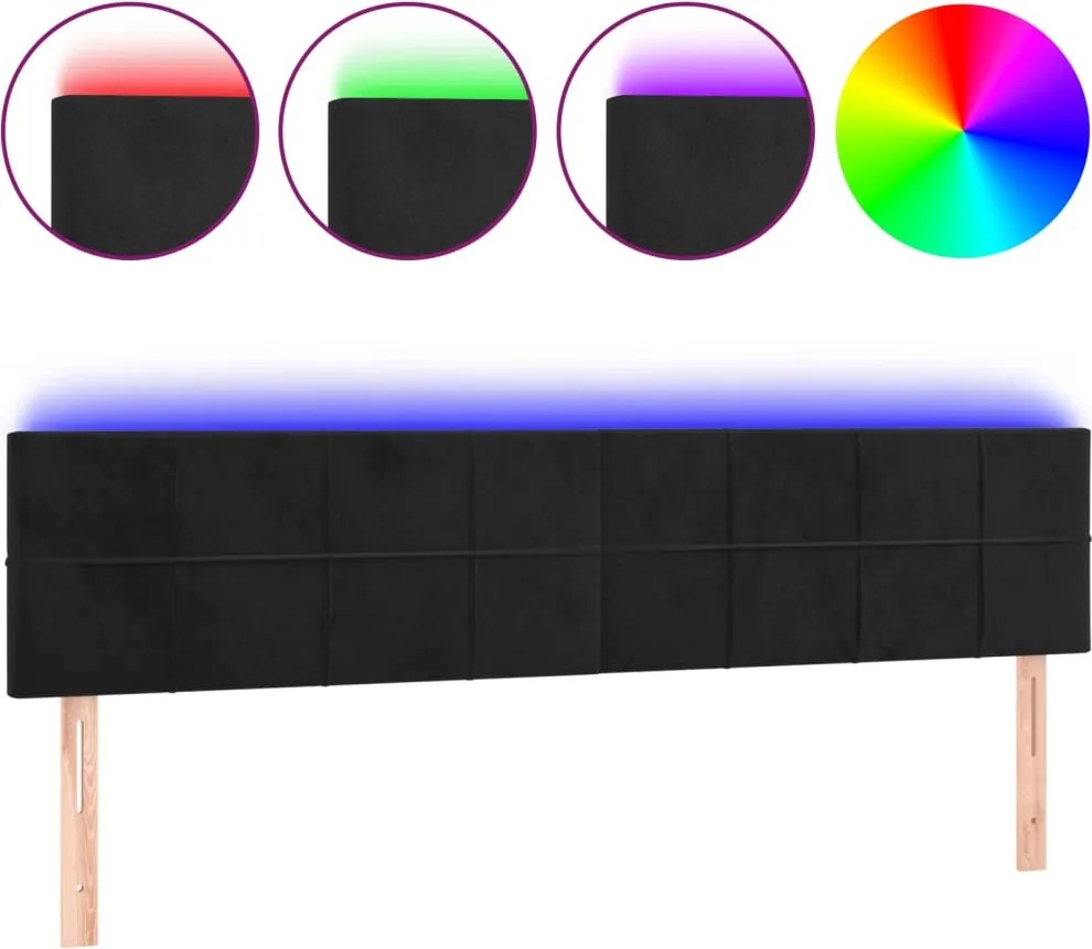 vidaXL fekete bársony LED-es fejtámla 200x5x78/88 cm