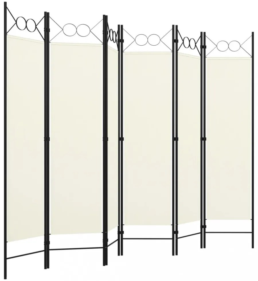 fehér 6-paneles paraván 240 x 180 cm