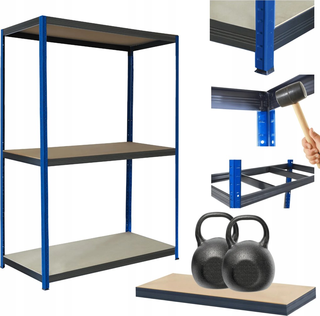 Helios fém tároló állvány műhely állvány 90x90x45cm 3Px275kg