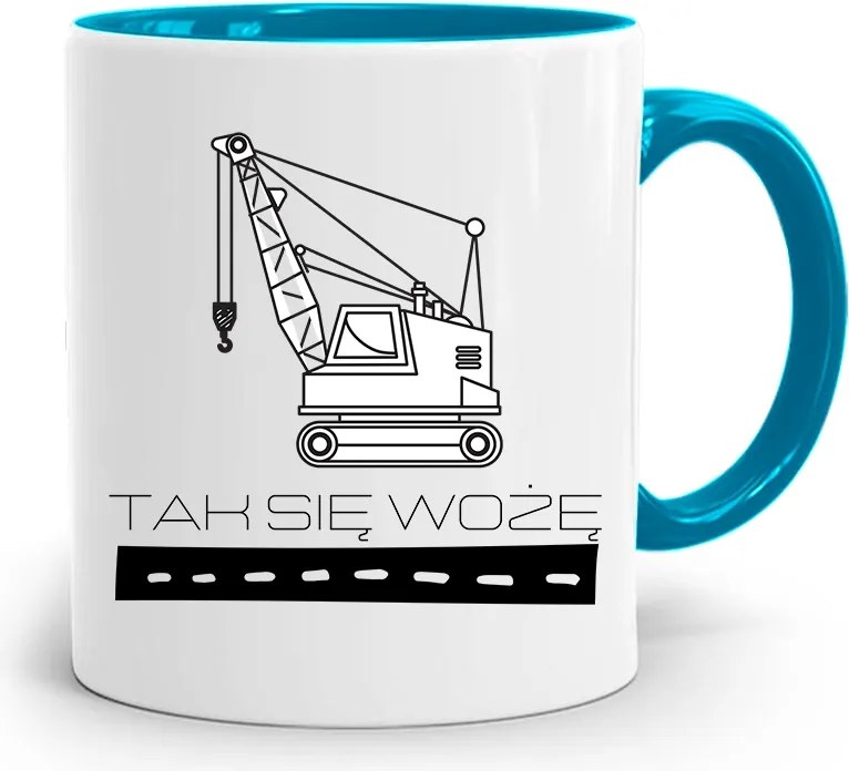 Kék Bögre Építőnek Így Szállítom Az Ajándékot fényképes nyomattal