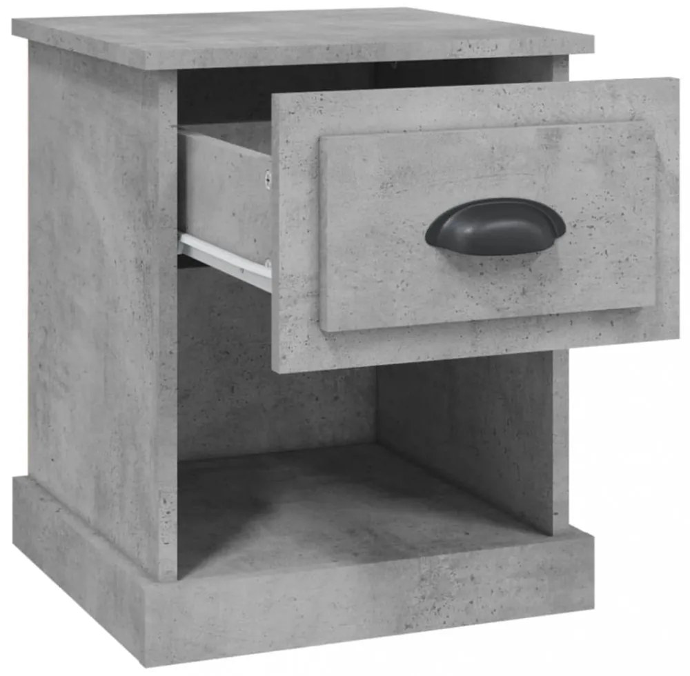 2 db betonszürke szerelt fa éjjeliszekrény 39 x 39 x 47,5 cm