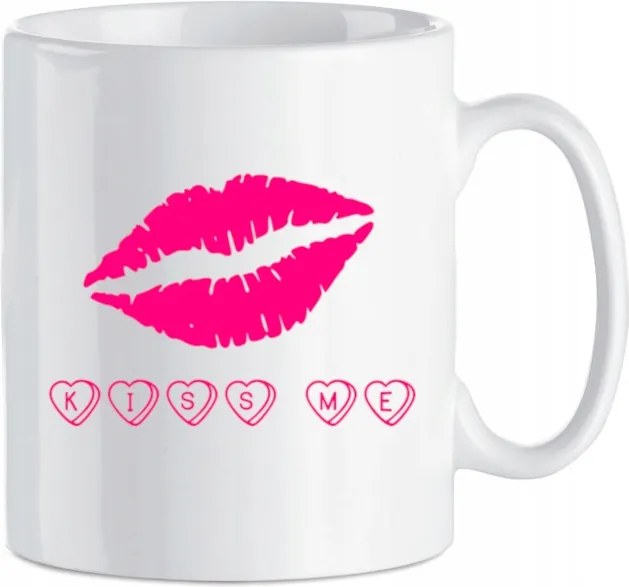 Ajándék bögre nyomott mintás Kiss Me 330 ml