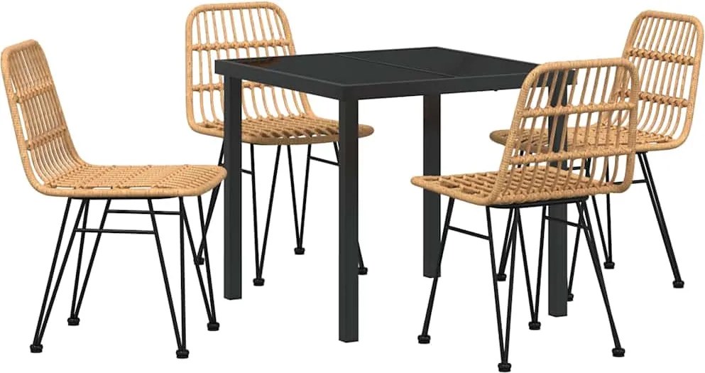 vidaXL Kert étkező szett 5 pcs Barna Porszórt acél