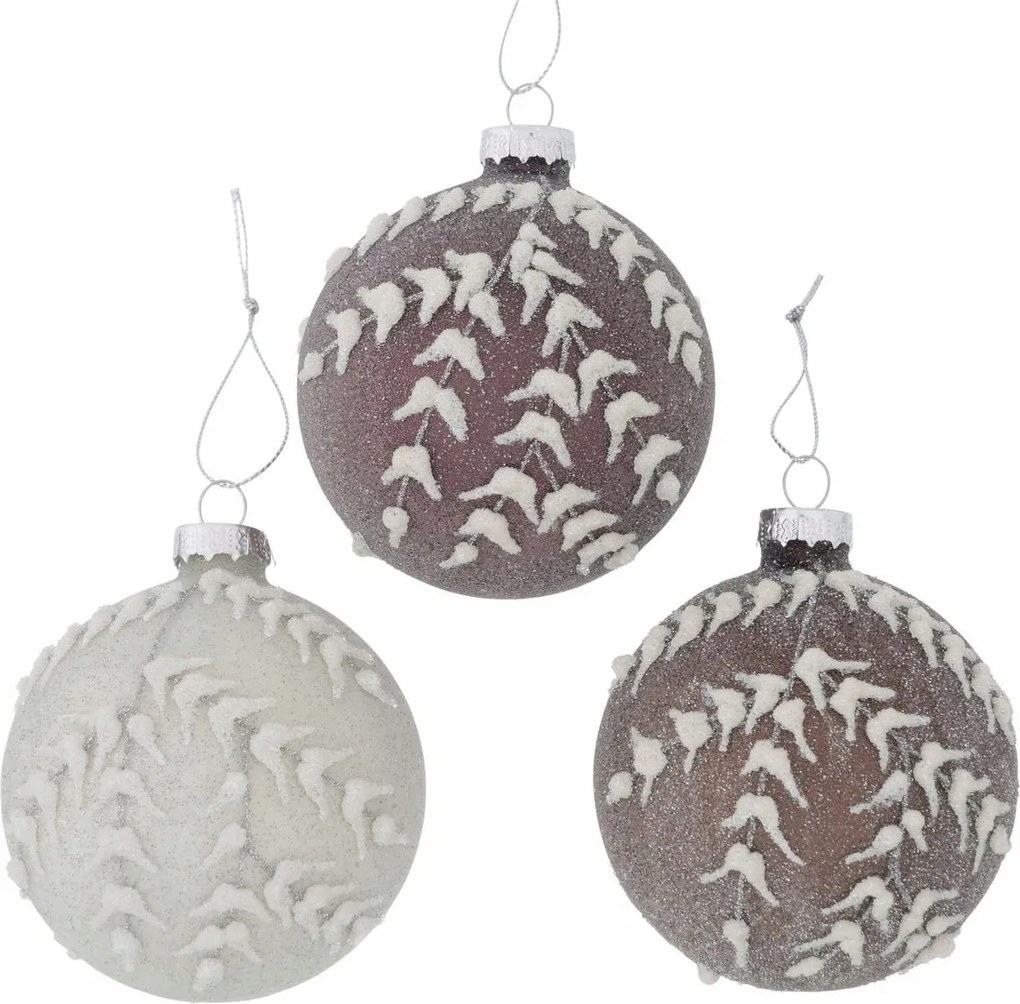 Boltze Bombák (3 db) Barna-ezüst-fehér Ø 8 cm