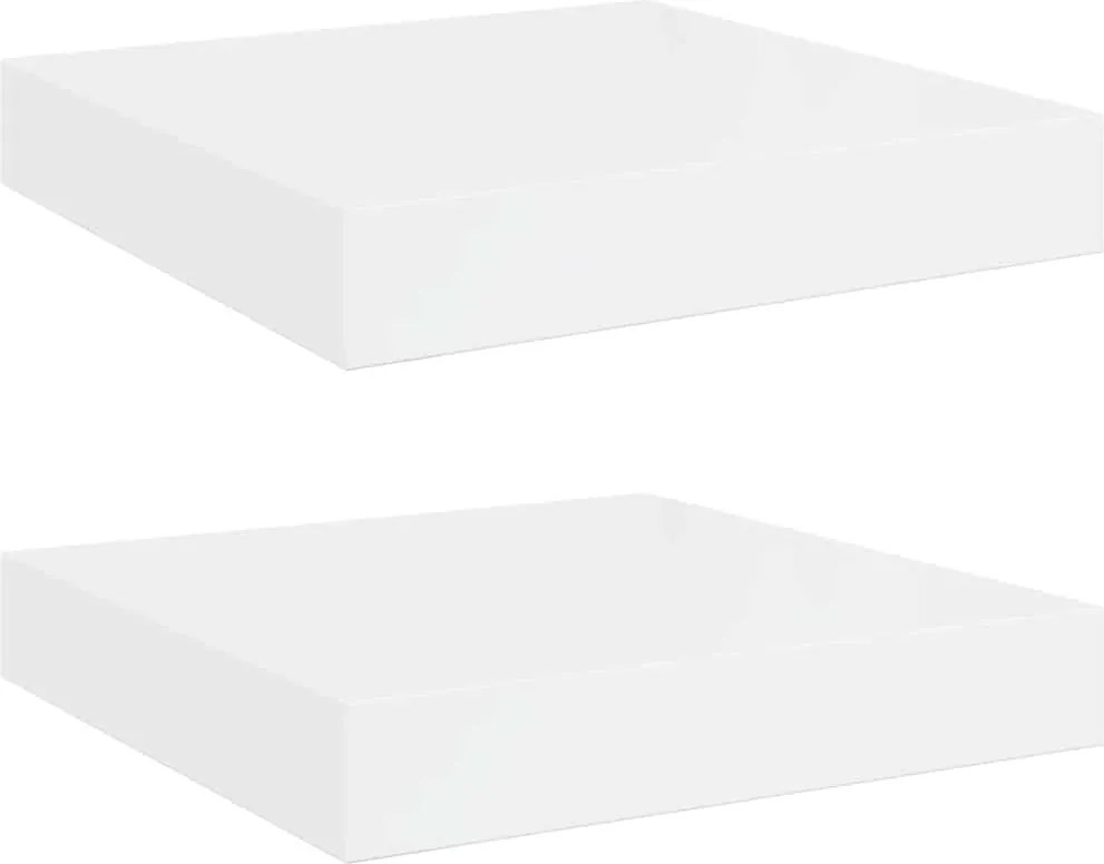 vidaXL 2 db magasfényű fehér MDF lebegő fali polc 23 x 23,5 x 3,8 cm