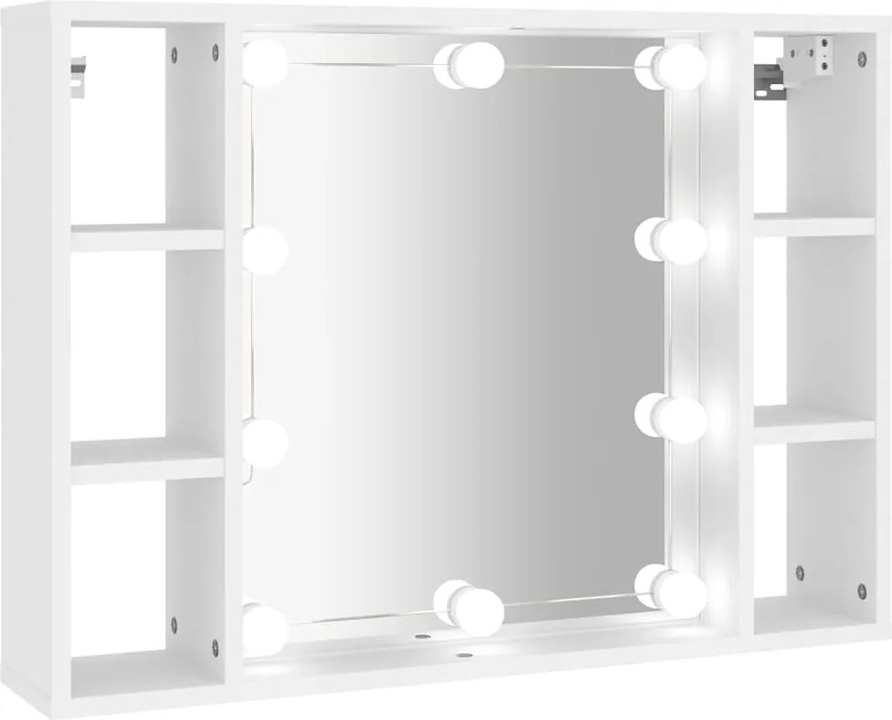 vidaXL fehér tükrös szekrény LED-ekkel 76 x 15 x 55 cm