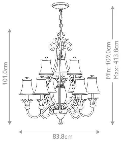 Hinkley HK-PLANT10-PZ - Csillár láncon PLANTATION 10xE14/40W/230V bronz