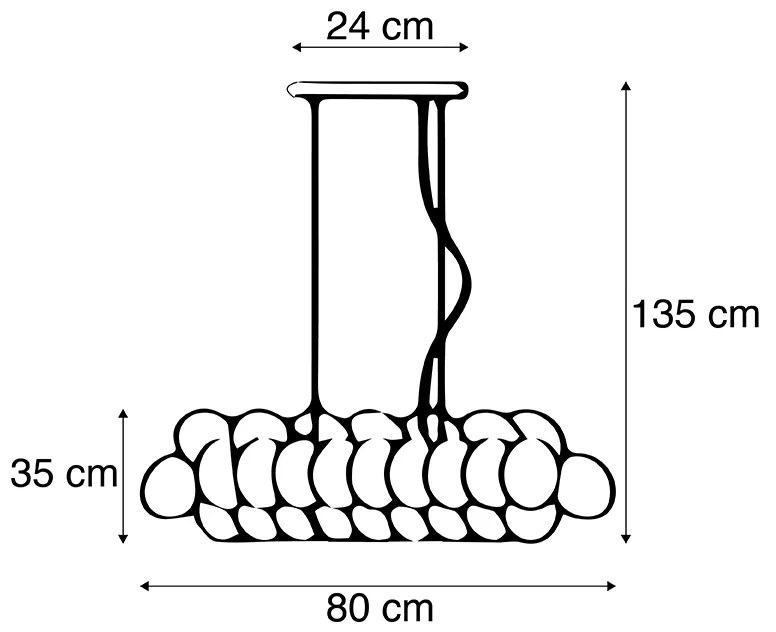 Art Deco függőlámpa fekete füstüveggel 8-lámpás - Uvas