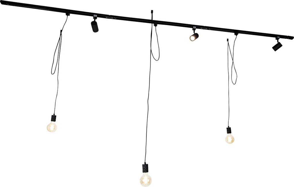 Okos sínrendszer fekete 3 spotlámpával és függőlámpa 1 fázisú - Cavalux Jeana