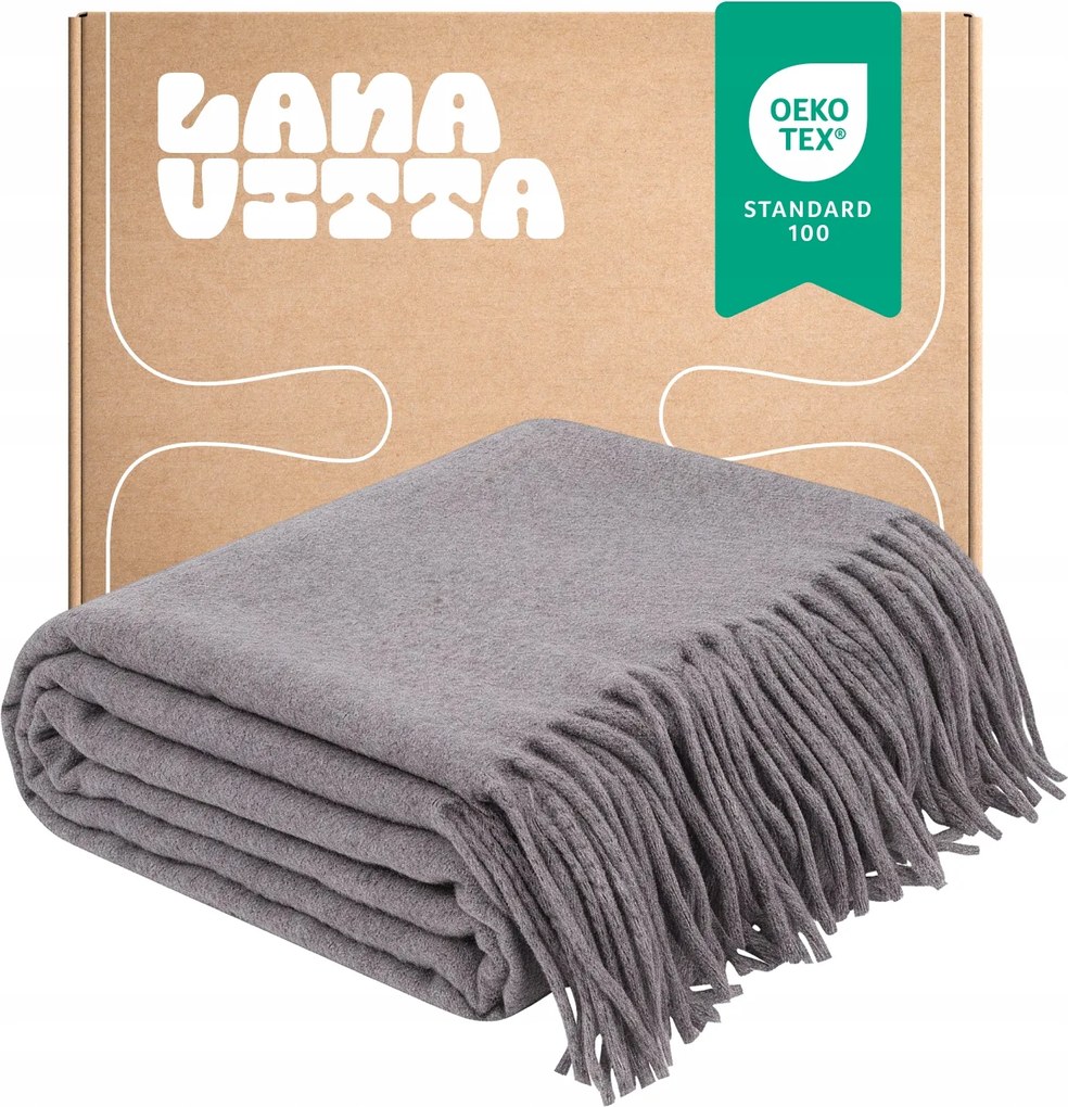 Kasmír takaró "Lux" 100% Kasmír ágytakaró Szürke 140х200 cm