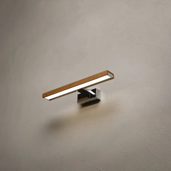 Brilagi-LED Fürdőszobai tükörvilágítás 3 az 1-ben WOODY MIRROR LED/8W/230V 40 cm IP44 króm/tölgy