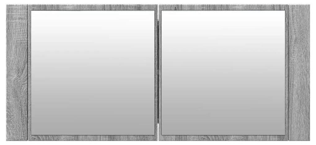 szürke sonoma LED-es tükrös fürdőszobaszekrény 100 x 12 x 45 cm