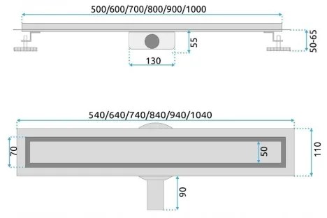 REA-G7803 - NEOX PRO 80 cm nemesacél/fekete zuhanyfolyóka