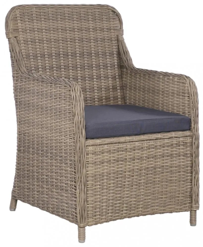 2 db barna polyrattan kültéri szék párnával