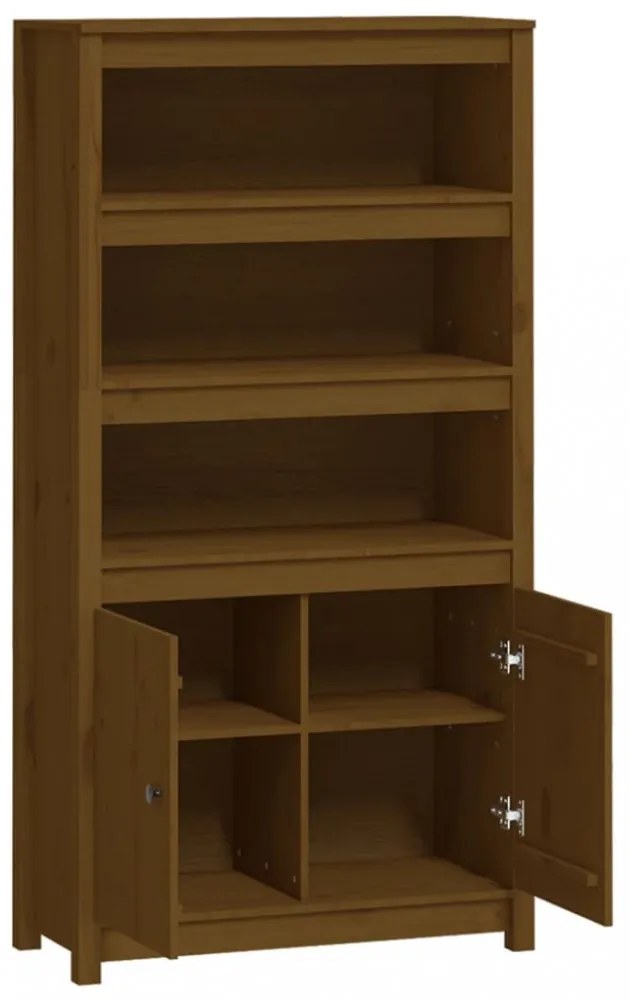mézbarna tömör fenyőfa magasszekrény 80 x 35 x 154 cm