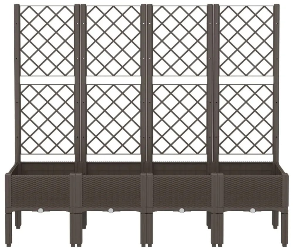 barna polipropilén rácsos kerti ültetőláda 160 x 40 x 142 cm