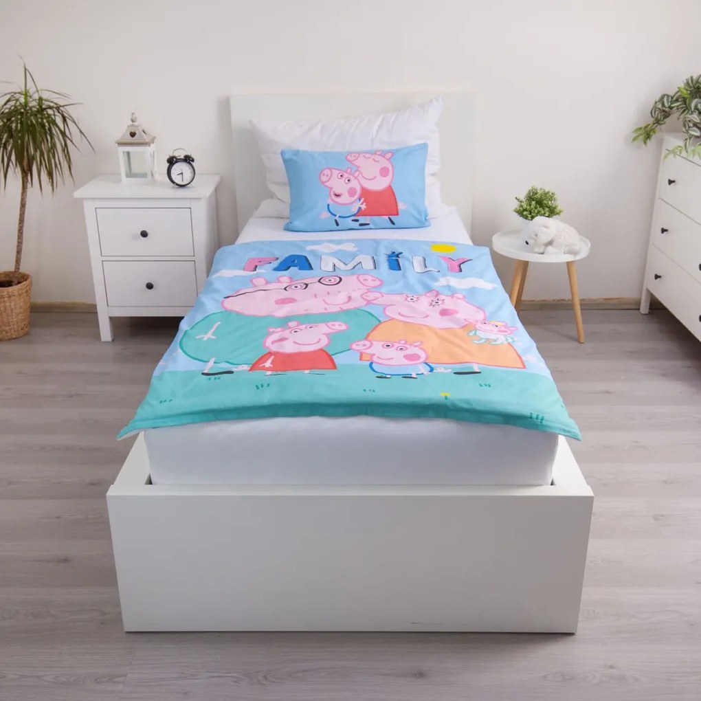 Peppa malac Big Pig Family gyerek, ovis ágyneműhuzat 100×135cm, 40×60 cm