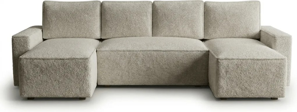 Kinyitható U alakú ülőgarnitúra SMART BOUCLE 303x143 cm, szürkésbézs