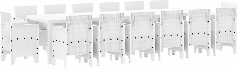 vidaXL Kert étkező szett 15 pcs Fehér Polt rattan