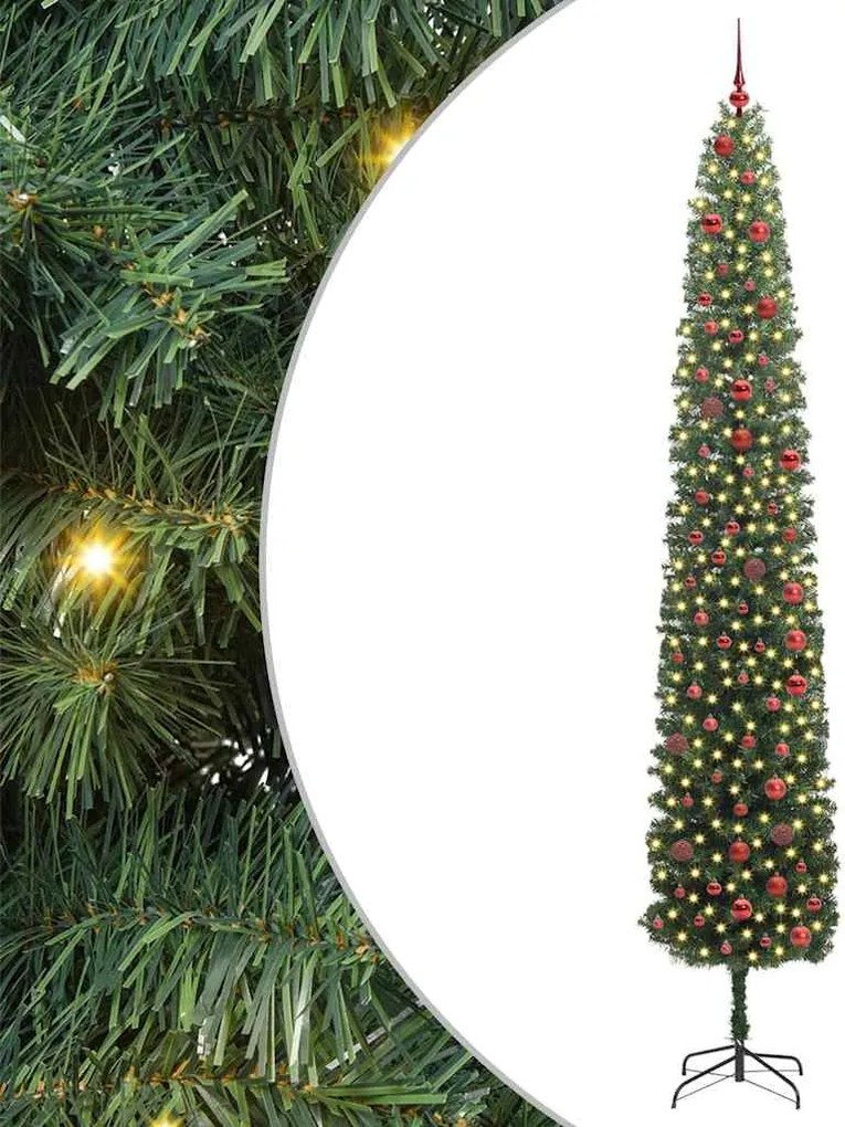 vidaXL Mű karácsonyfa 300 LED-del Zöld 300 cm PVC, acél és műanyag