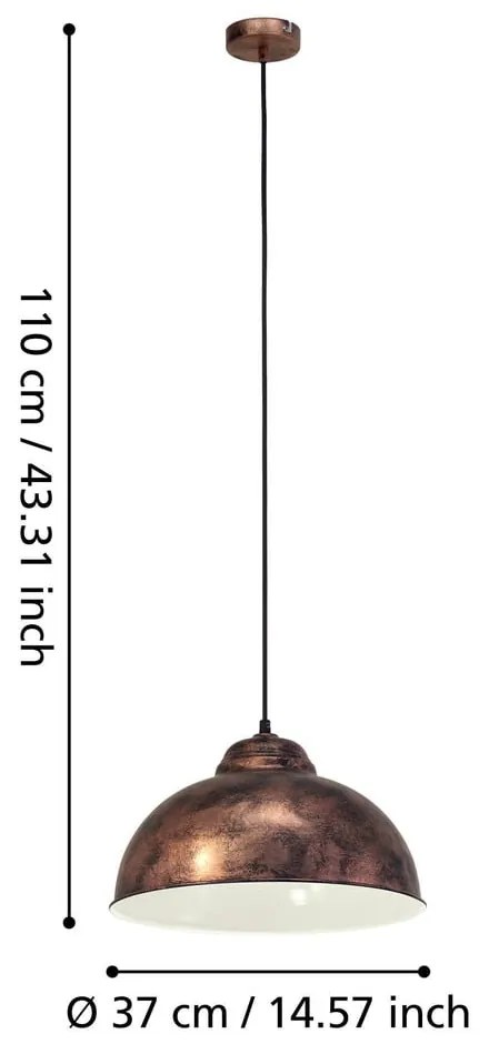 Bronzszínű függőlámpa fém búrával ø 37 cm TRURO 2 – EGLO