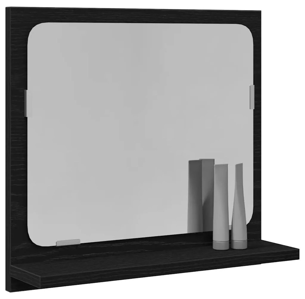 fekete tölgy színű szerelt fa fürdőszobatükör 40x10,5x37 cm
