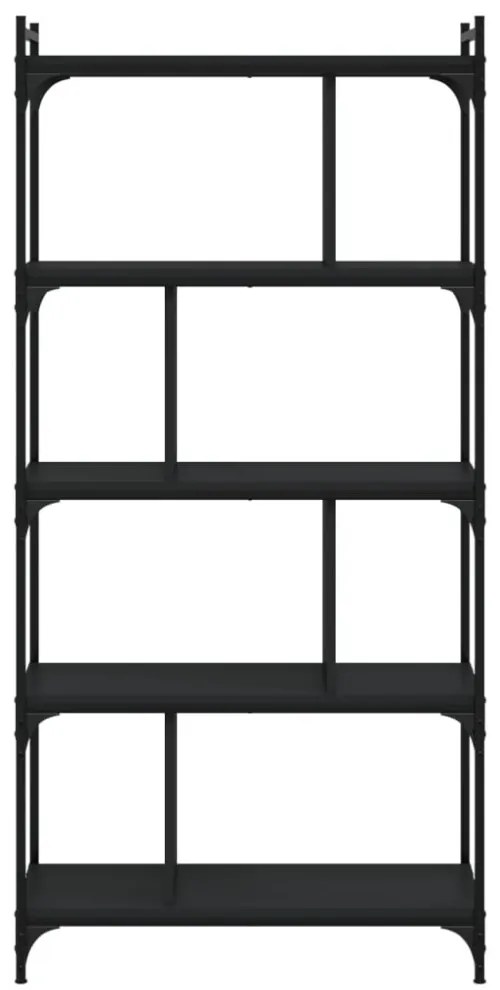 5 szintes fekete szerelt fa könyvespolc 76 x 32 x 158 cm