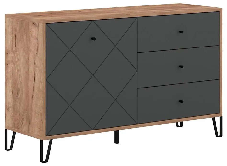 Komód SULA craft tölgy/fekete