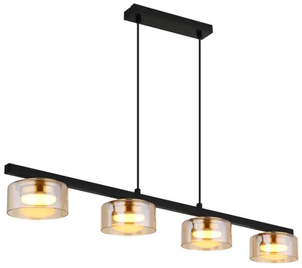 Globo 16055-4HG - LED Csillár zsinóron HIGGINS 4xGX53/6W/230V füstös/barna