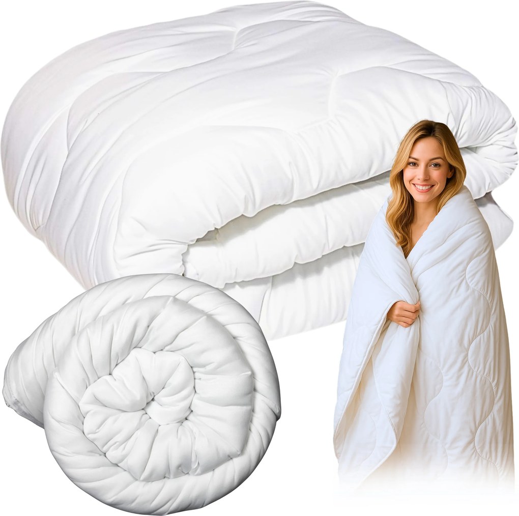 Egész évben használható antiallergén könnyű bolyhos steppelt paplan 150x200cm fehér