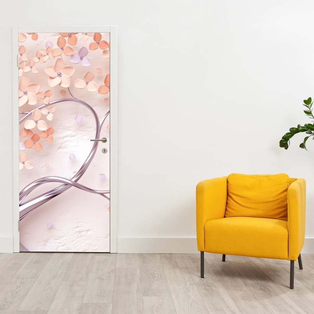 Fotótapéta ajtóra - Korallfa virágai, absztrakt (95x205cm)