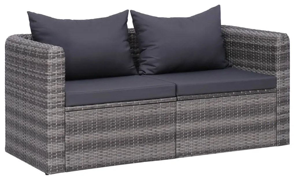 2 db szürke polyrattan kerti sarokkanapé