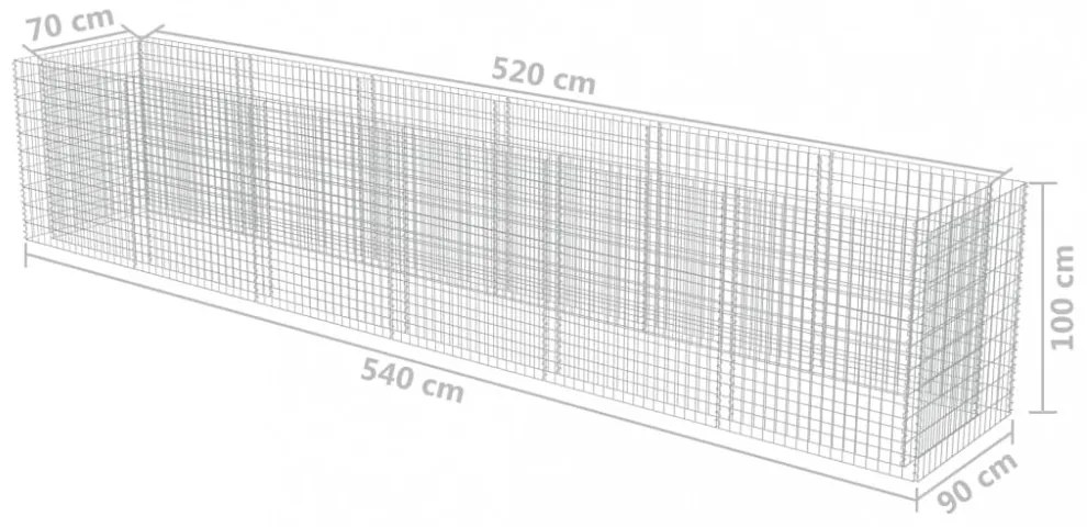 horganyzott acél gabion magaságyás 540 x 90 x 100 cm