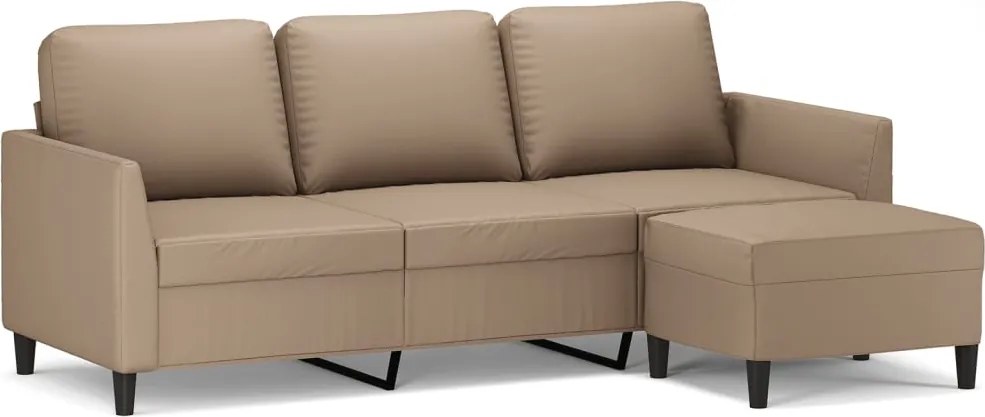 vidaXL 3 személyes kávészínű műbőr kanapé lábtartóval 180 cm