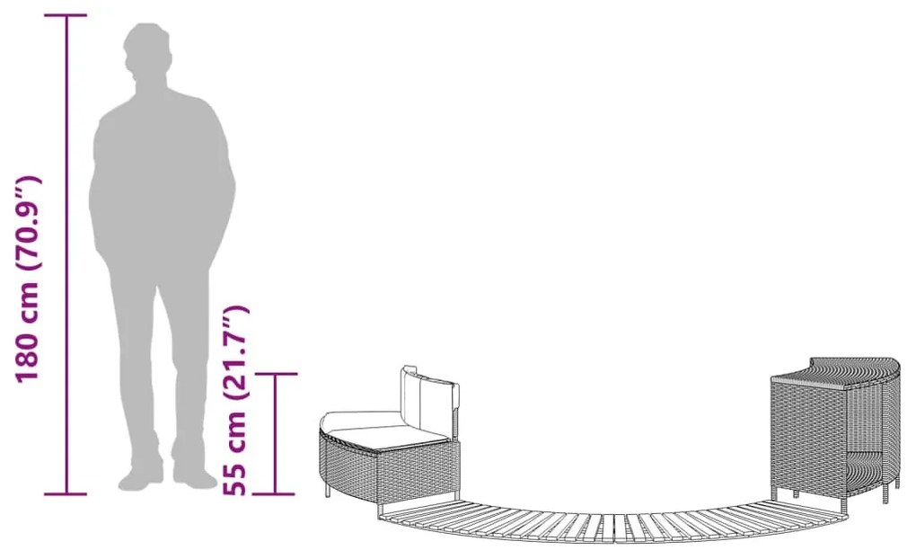 vidaXL szürke polyrattan és tömör akácfa jakuzzi-keret