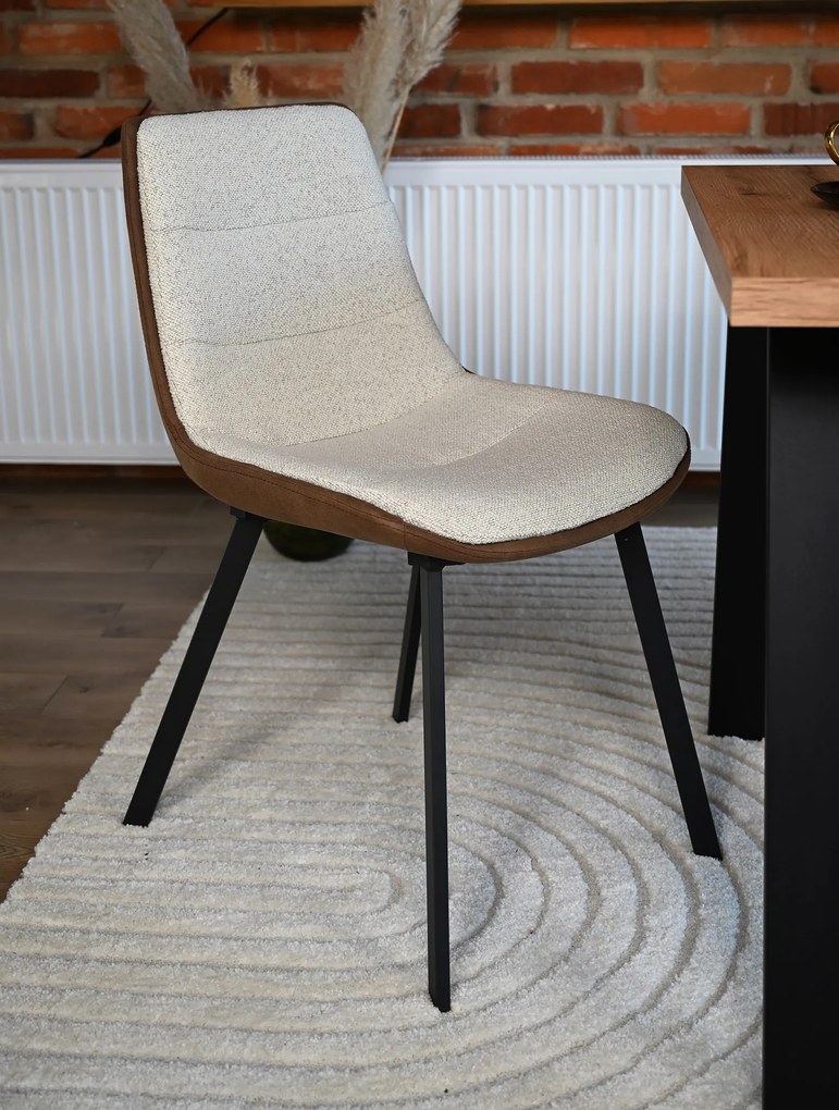 MAZZONI EXPORT IDA Krémszínű Barna (Monza 90/Preston 22 szövet) - MODERN KÁRPITOZOTT BOUCLÉ SZÉK LOFT NAPPALIBA/ÉTKEZŐBE
