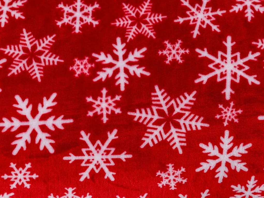 Karácsonyi mikroplüss sherpa pléd FROSTY FLAKES, piros Méret: 200 x 220 cm