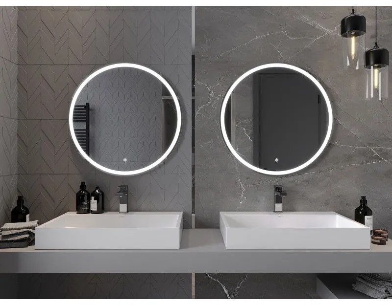 Mexen Gobi, LED kör alakú fürdoszobai tükör háttérvilágítással 70 cm, 6000K, páramentes, 9801-070-070-611-00