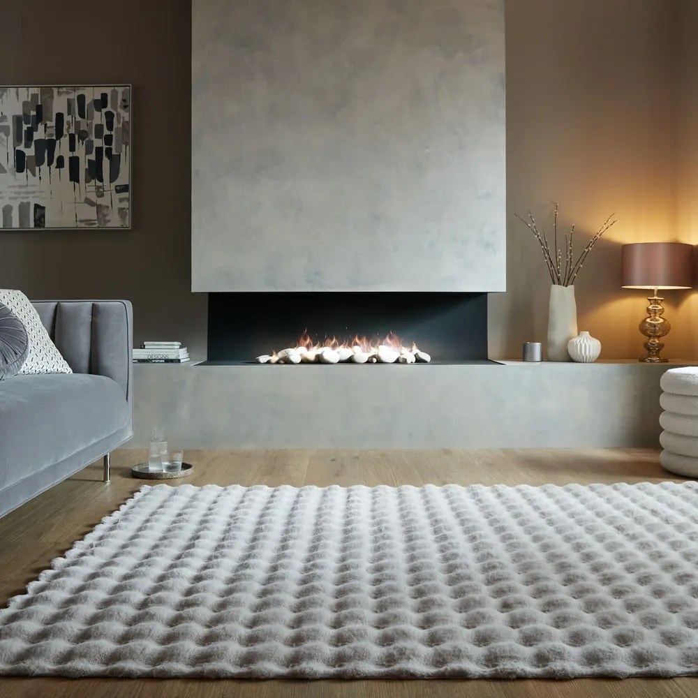 Világosszürke szintetikus szőrme szőnyeg 180x290 cm Waffle Faux Fur – Flair Rugs