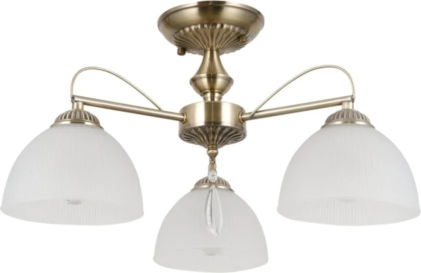 ITALUX PND-40623-3-AB MORETI Mennyezeti Csillár Antik Sárgaréz, Fehér, Opál E27 IP20