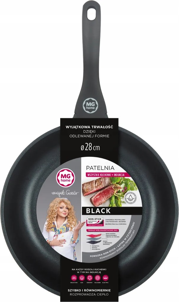 Hagyományos serpenyő Mg Home Black 28 cm non-stick (tapadásmentes)