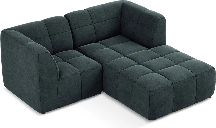 Kék bársony sarokkanapé (jobb oldali-heverő résszel) Aloha – Makamii