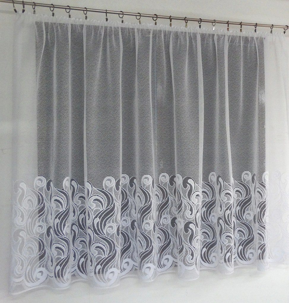 Mg Függöny jacquard Zuza Fehér 300x130cm Kész Szalaggal Skr