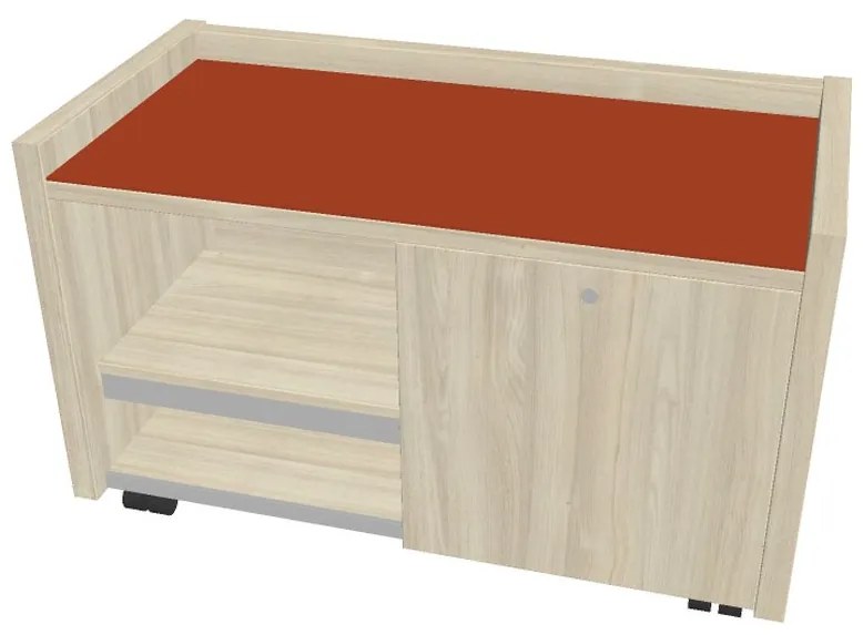 Verno mobil konténer 100 x 50 cm üveggel, bal, akác / narancs