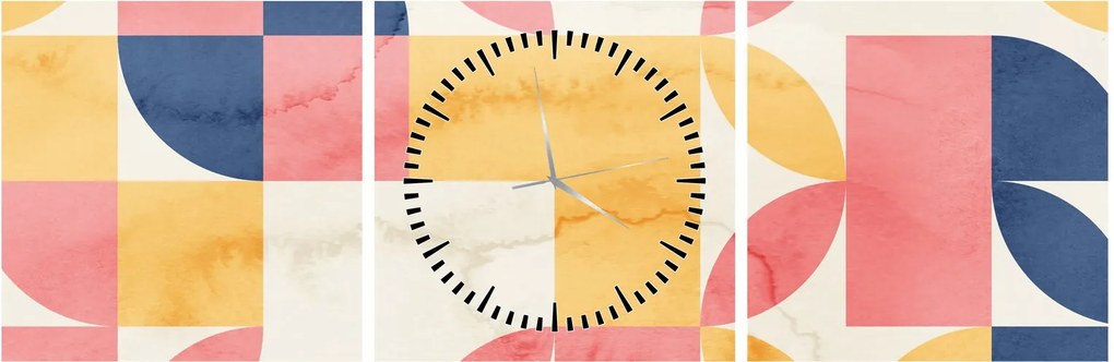 Kép - Absztrakció retro mintákkal (órával) (90x30 cm)